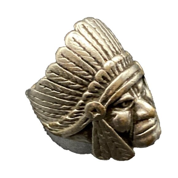 G&S GORDON & SMITH Other - 1985 Biker Ring G&S Gordon Smith Silver Tone Native American Chief  Sz  11 LOOK